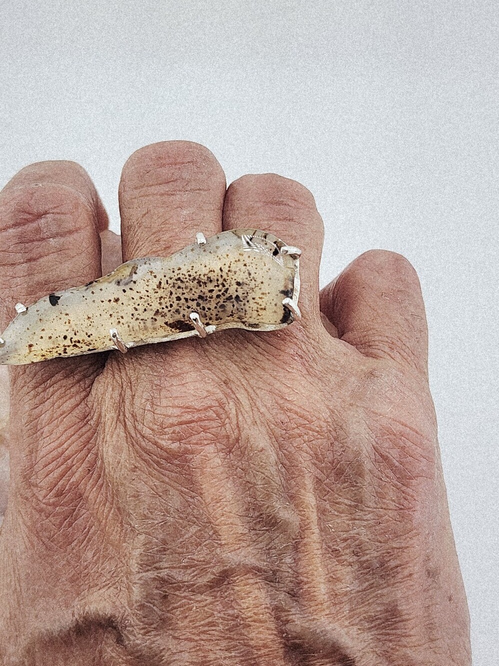 DENDRITIC GEMSTONE RING STATEMENT DESIGN HANDMADE RECYCLED STERLING SILVER 7.5 - Picture 14 of 16